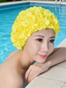 1pc Adult Women Swimming Cap, Double-Layer Twist Flower Swim Hat, Comfortable Non-Tight Ear Protection, Must-Have Swim Cap For Beach And Pool, Suitable For Lightweight, Soft, Stylish Swim Hat, Perfect For Swimming, Pool Parties, Water Activities - Multicolor - View 14