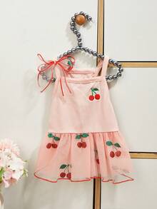 Rochie pentru câini 1 buc, rochie ușoară de prințesă cu model de căpșuni pentru primăvară/vară, potrivită pentru pudel, ursuleț de pluș - Roz - Vizualizare 12
