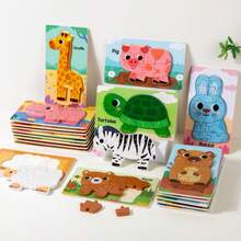 3D Wooden Animal Puzzle, Early Education Cognitive Toy Model, Assembly Toy For Children 3-6 Years Old, Gifts For Boys And Girls - Multicolor - View 6