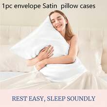 1 vỏ gối satin, mềm mại, mịn màng, thích hợp chăm sóc tóc và da, có khóa cài kiểu phong bì (Không bao gồm ruột gối) - trắng - Xem 11