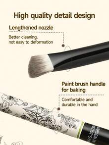 Amortals Triangle Highlighter Brush, Artist Garden Series, Contour, Highlight Cheekbones, Nose, Chin, Makeup Tool For Beginners, Makeup Artists, Gifts For Dates, Weddings, Christmas, Halloween, Thanksgiving, Graduation, Birthdays, Holidays, Y2K, Glamorous Women, Cosmetic Brands, Beauty Parties, Beach Trips, Camping, Campus Events, Decorations, Rose Girl Cosplay, Premium Makeup Ambiance - Black - View 5
