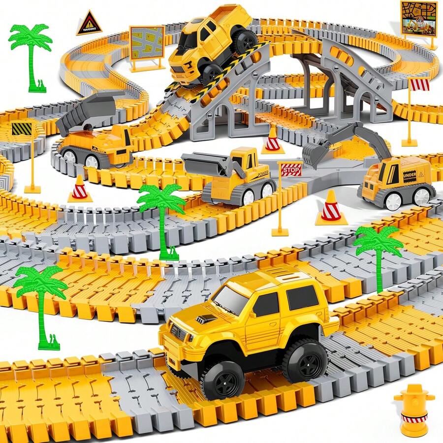 Build & Race Your Own Track! DIY Race Car Set For Kids 3+ | Includes 5 Toy Cars, Creative Construction Play | Perfect Birthday Gift For Boys And Girls