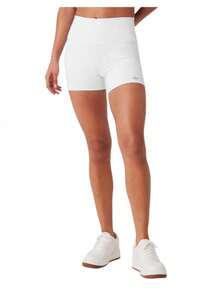 Alo Yoga High-Waist Biker Shorts | Signature Airbrush Fabric | Sculpting & Smoothing Tech | 5" Or 7" Inseam Options | Street-To-Studio Essential | Anti-Odor & Moisture-Wicking Performance - 白色 - 查看 3