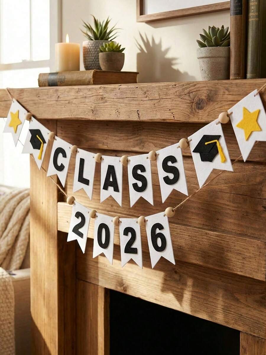 1 Set Of Graduation Season Star-Studded Graduation Cap Banner Decorations; Graduation Party Decorations, Photo Props For Graduates, Banners For Homecoming Events, Graduation Atmosphere Decorations, And Surprise Decorations For Graduation Ceremonies. - View 1