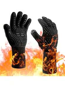 1pc Dual-Hand Heatproof Glove, Kitchen & BBQ Protective Glove Resistant To High Temperature,Travel,Festival,Gloves,Party - A - View 2
