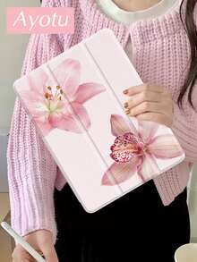 Ayotu 粉色芙蓉花保护套，兼容 iPad Air 4/5 10.9 英寸、7/8/9 代 10.2 英寸、11 (A16) 2025 (11 英寸)，内置 Apple Pencil 插槽，兼容三星 Galaxy Tab A9 11 英寸、Tab A9 8.7 英寸，可爱风格，适合返校季和情人节。 - 彩色 - 查看 4