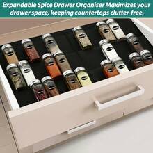 Expandable Spice Drawer Organizer, 4 Tier- 2 Set Drawer Seasoning Organizer, Kitchen Spice Rack Tray For Drawer/Countertop Black - 查看 6