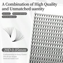 Racimo de pestañas pre-hechas 20D, extensión de pestañas con mango largo, racimo de pestañas Nagara, racimo de pestañas, pestañas individuales, pestañas, pestañas postizas - D - Ver 13