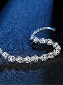 925 Silver Fashionable Hollow Bracelet Suitable For Daily Wear And Gift Giving - White - View 5