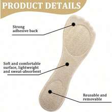 2 Pairs High Heel Insoles Women, Non-Slip High Heel Comfort Pads Adhesive Gel Cushion Insoles Sandal Flats Boots Dress Shoes (Beige, Black) - Default - View 4