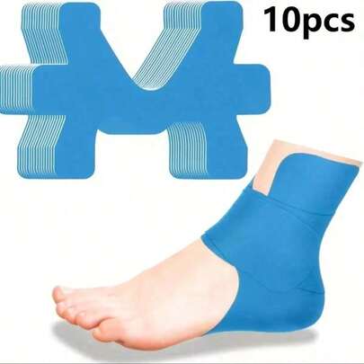 10-Pack Adjustable Ankle Supports | Elastic Pre-Cut Strap, Breathable Design, Suitable For Sports & Fitness - Random Color (Blue, Black, Light Beige, Pink) | Made Of Polyester, Non-Surgical Post-Operative And Ligament Stabilization