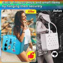 Oudizz 6Pcs Key Holder Insert Hooks Accessories Beach Bag, Carabiner Keychain Charm All Size Bogg Bags - Blowing Pink - View 3