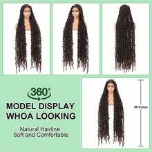 48 Inch Full Double Layer Lace Front Braided Wig With Baby Hair, Extra Long Braided Synthetic Wig With Butterfly Lace Front Braid - Multicolor - View 6