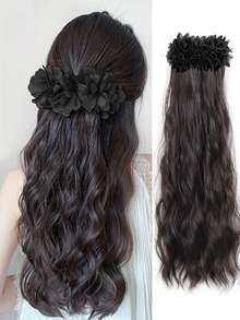 优雅的黑色玫瑰香蕉夹，搭配波浪马尾辫 - 彩色 - 查看 12