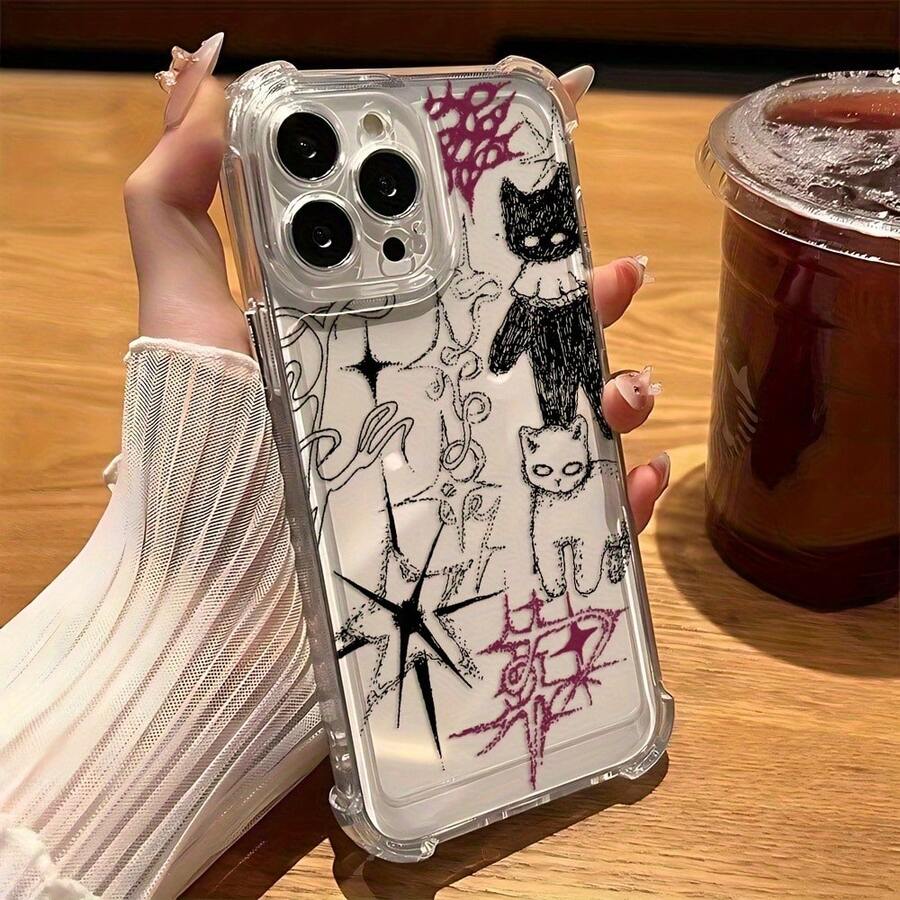 Funda de teléfono Y2K con diseño de gato de dibujos animados simple, compatible con iPhone 17, 17 AIR, 17 PRO, 17 PRO MAX, 11, 11 PRO, 11 PRO MAX, 12, 12 MINI, 12 PRO, 12 PRO MAX, 13, 13 MINI, 13 PRO, 13 PRO MAX, 14, 14 PLUS, 14 PRO, 14 PRO MAX, 15, 15 PLUS, 15 PRO, 15 PRO MAX, 16, 16E, 16 PLUS, 16 PRO, 16 PRO MAX, X, XR, XS MAX, A54, A55, S22, S23, teléfonos móviles, bolsos, accesorios para móviles, fundas para teléfonos, decoración de habitaciones, accesorios, fundas transparentes para teléfonos, verano, correas para teléfonos, fundas para teléfonos de hombre - Estilo (1 pieza) - Ver 1