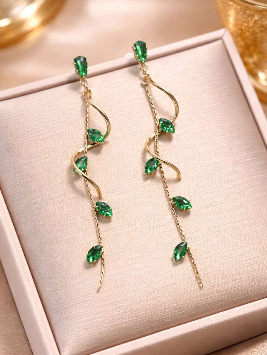 1 Đôi bông tai mặt dây chuyền hình lá, sao, giọt nước tua rua cao cấp, sang trọng, màu trắng sáng bóng, đen, hồng, xanh lá cây, xanh dương, nhiều màu sắc, thích hợp cho phụ nữ đeo hàng ngày, dự đám cưới, tiệc tùng, trang phục trang trọng, làm quà tặng cho bạn bè nữ. - Nhiều màu - Xem 1