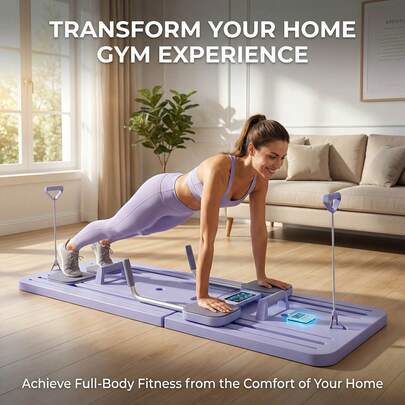 HanTai Upgraded Split Pilates Board-Pilates Reformer Set 6 In 1 Multifunctional Abdominal Fitness Board For Home Workout Equipment, Foldable Pilates Portable Reformer Machine, Ab Board Trainer For Women