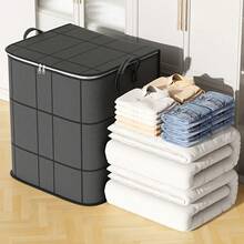 1pc Large Storage Bag, Suitable For Organizing Blankets, Clothes, Bedding, Foldable, With Reinforced Handle, Transparent Window, Sturdy Zipper, Gray, Applicable For Decor, Holidays, Room, Home, Bedroom - Grey - View 9