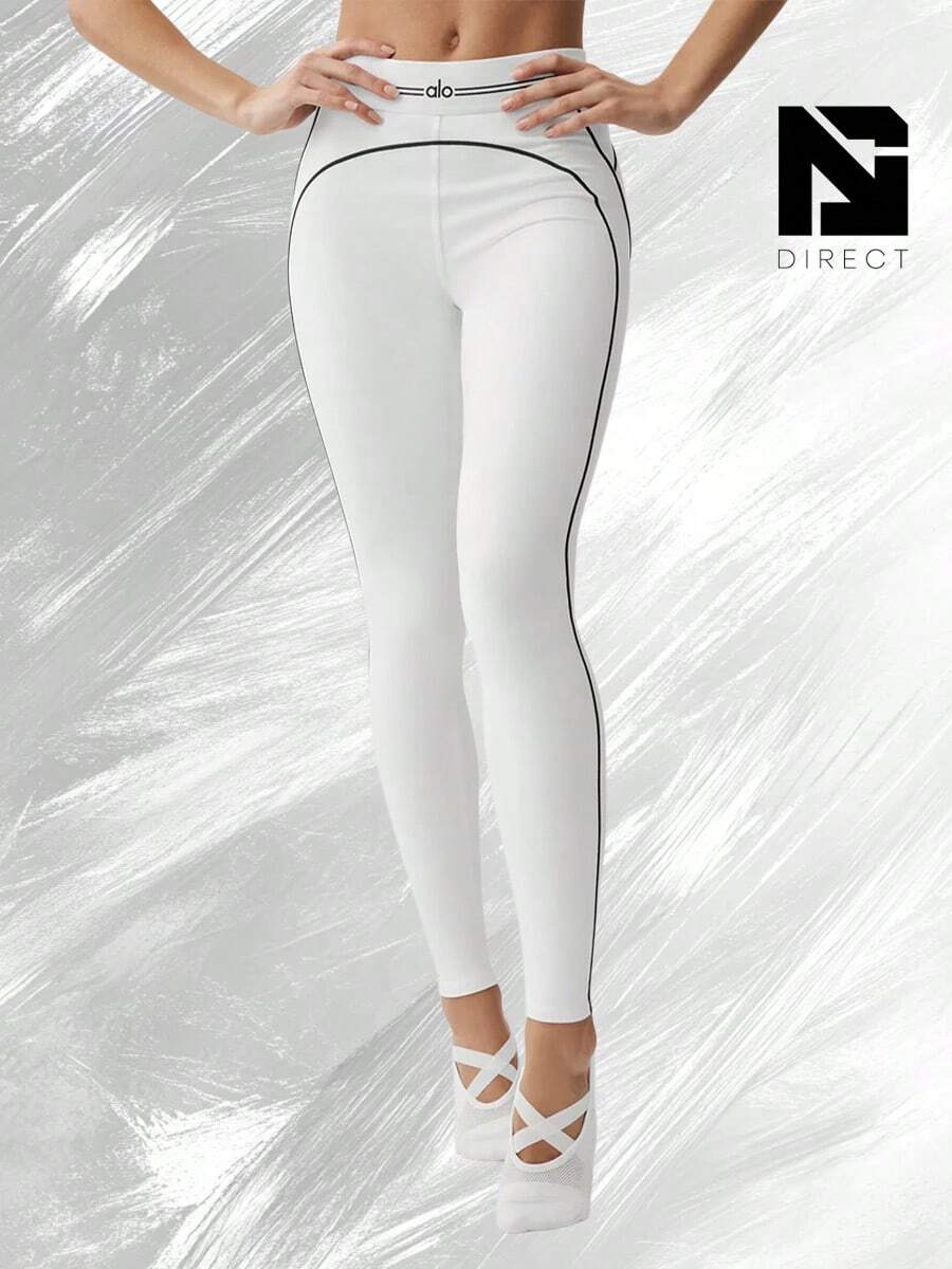 Leggings de cintura alta con estampado de corazón por aerógrafo - Blanco/negro - Ver 1