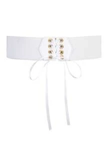 1 pieza Cinturón de cintura para mujer, cinturón elástico para usar con vestidos, de moda y versátil - Blanco - Ver 2