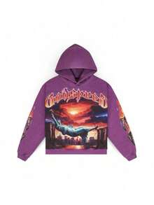 American Graffiti Print Loose Casual Zip-Up Hooded Sweatshirt For Men And Women - YN-5 - Xem 2