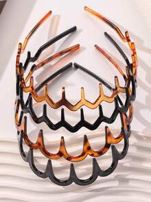 4pcs/2pcs/1pc, Wavy Toothed Headband, Wide Version Leopard Print Simple Non-Slip Headband For Women And Men Skincare Hair Accessory, Hairband, Hair Hoop, Zig Zag Headband Headbands, Head Piece, Beauty Home Hair Accessories Hair Band Diadema,Travel,Birthday - Multicolor - View 2