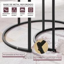 de Mesa de Centro Nesting, 2 Mesas Auxiliares Redondas, Estructura de Metal Resistente con Tapa con Aspecto de Mrmol, Diseo Minimalista, para Espacios Pequeos, Saln, Apartamento, Negro - B0BDF1X8NC - Ver 2