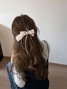 3pcs Elegant Polka Dot Bow Banana Hair Clips, Suitable For Daily Use - Multicolor - View 3