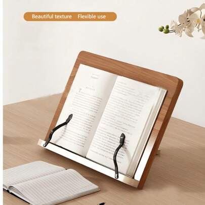 Giá đỡ sách bằng gỗ 8 khe điều chỉnh được - Giá đỡ sách để bàn bằng gỗ có thể điều chỉnh góc độ, chống trượt, có thể gập lại, cố định theo chiều dọc, thích hợp cho học tập/văn phòng, trang trí phòng ngủ, nội thất phòng ngủ, công cụ học tập thiết thực.