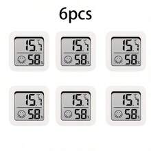 6个装 294款笑脸造型数字温湿度计 - 精准测量,温湿度双显示,电池续航时间长,时尚便携,粘贴式设计,高精度传感器,适用于家庭/卧室/温室室内监测 - A - 查看 7