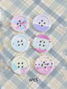 6/12pcs Colorful Striped Buttons, DIY Craft Materials For Clothing, Shoes, Socks, Suitable For Hollow Out Clogs, Hair Clips, Fridge Magnets, Phone Cases And Other DIY Accessories - A - View 23