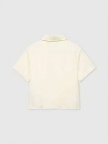 Áo sơ mi ngắn tay xếp lớp bằng vải chiffon dành cho nữ - Màu vàng - Xem 2