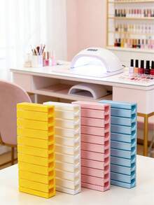 1pc Multi-Compartment Acrylic Nail Stamping Plate Storage Box, Desktop Nail Sticker Organizer Rack, Portable Nail Foil Roll Storage Box, Nail Polish Color Card Display Stand - Multicolor - View 3