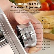 He  Dough Preer Tainle Teel Noodle Maker Hine Dumpling Wrapper Pre With 6-Thick Etting 0.6-4.8mm 3 Noodle Widt (2mm/6mm/9mm) Noodle Cutter For Kitchen - Stainless Steel - View 4