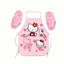 SANRIO 1 chiếc tạp dề - Tạp dề không tay bằng polyethylene mật độ cao, in hình hoạt hình dễ thương, chấm bi hồng vàng, họa tiết trái tim và xe đạp, thích hợp cho nấu ăn, vẽ tranh, làm thủ công, tạp dề theo chủ đề | Tạp dề vải có thể giặt được - Nhiều màu - Xem 5