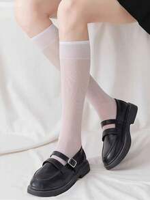 4双肤色半透明丝袜，时尚百搭，适合日常穿着 - 杏色 - 查看 3