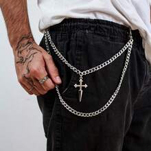 Corrente Masculina Alternativa  Aço Inoxidável - Preto - Visão 2