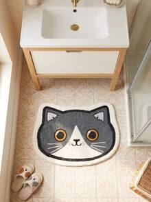 1件可爱猫头造型不对称门垫，春夏新品，家居装饰垫，适用于浴室、卧室、客厅，可水洗地毯 - 彩色 - 查看 8