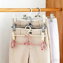 10/5pcs Adjustable Multi-Layer Pants Hanger Clips - Non-Slip Drying Rack - No Trace Wardrobe Pants Rack - Clothing Store Skirt Hooks - Clothes Hangers - Black - View 7