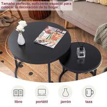 de Mesa de Centro Nesting, 2 Mesas Auxiliares Redondas, Estructura de Metal Resistente con Tapa con Aspecto de Mrmol, Diseo Minimalista, para Espacios Pequeos, Saln, Apartamento, Negro - B0BDF1X8NC - Ver 6