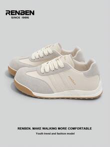 RENBEN Mẫu giày thể thao nữ buộc dây, đế độn ẩn, chất liệu mềm mại, kiểu dáng thường ngày, hàng mới về mùa xuân 2026. - Màu be - Xem 3