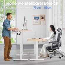 Devoko Gunji 160/180 Cm Height Adjustable Desk, L-Shaped Electric Standing Desk, Height Adjustable, Electric With 4-Function Memory, Ergonomic Gaming Table With Cable Management Tray, Hooks - 查看 4