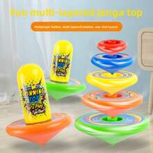 Children's Educational Toy Stacking Spinning Tops Launcher Multi-Layer Rotation, 5 Spinning Tops + 1 Launcher (Random Color), Suitable For Multi-Player Interactive Stacking Spinning Toy, Party Activity Small Gift, Halloween, Christmas Gift - Multicolor - View 8