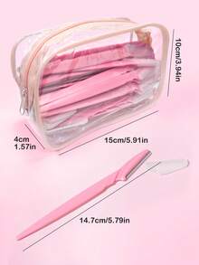 70件套眉毛修容套装，包含眉毛修剪器、长柄眉毛修剪器、美容工具，可用于修眉、剃眉、轻微去角质，配有保护盖，男女通用，方便旅行携带。可选1件/12件/20件/40件套装。 - 粉色 - 查看 6