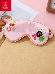 1pc Polyester Digital Printed Sleeping Eye Mask With Cherry, Number 8, Dice, Clover Elements, Soft & Skin-Friendly, Suitable For Women To Wear During Rest - Multicolor - View 7