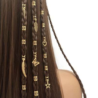 26pcs Golden Cross-Mixed Hair Rings, Women's Braided Hair Accessories, Retro Festival Dreadlocks, Women's Hair Clips, Braids