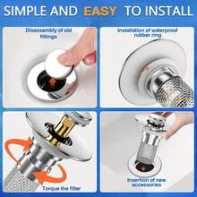 1/2pcs Stainless Steel Pop-Up Sink Strainer With Removable Basket, Suitable For Bathtub And Shower Drain. Hair Catcher To Prevent Clogging, Easy To Clean Without Chemicals. Universal Kitchen And Bathroom Drain And Seal Accessories. - A - View 6