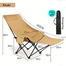 1pc Foldable 2-In-1 Camping Cot Chair, Adjustable Sleeping Recliner With Detachable Footrest, Adult Outdoor Portable Leisure Chair Bed With Storage Bag, Suitable For Fishing, Hiking, Camping, Memorial Day Outdoor Gear, Road Trip Essentials, Backyard Relaxation - Multicolor - View 6