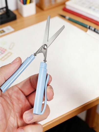 1 pieza Tijeras portátiles con forma de bolígrafo de acero inoxidable, estilo minimalista, adecuadas para cortar papel, tela, cuerda, cinta, perfectas para estudiantes, manualidades, trabajadores de oficina