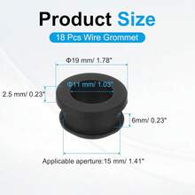 18pcs Wire Grommet, 15mm Mounting Dia Plastic Grommets Cable Snap Bushing Cable Mounting Hose Bushing Grommet Protector Fasteners LocFKing Silicone For Wire Cable Hose, Black - 定義 - 查看 3